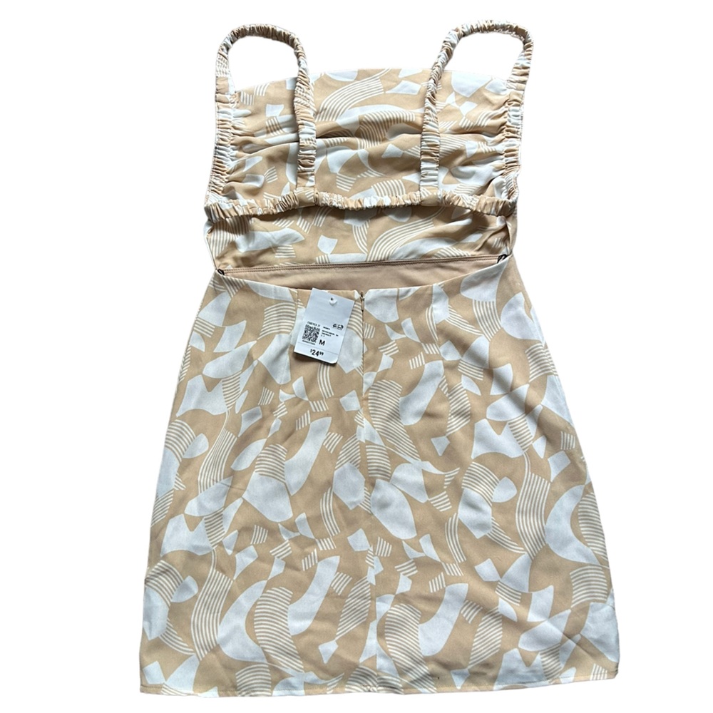 Women’s short mini tan white dress strappy